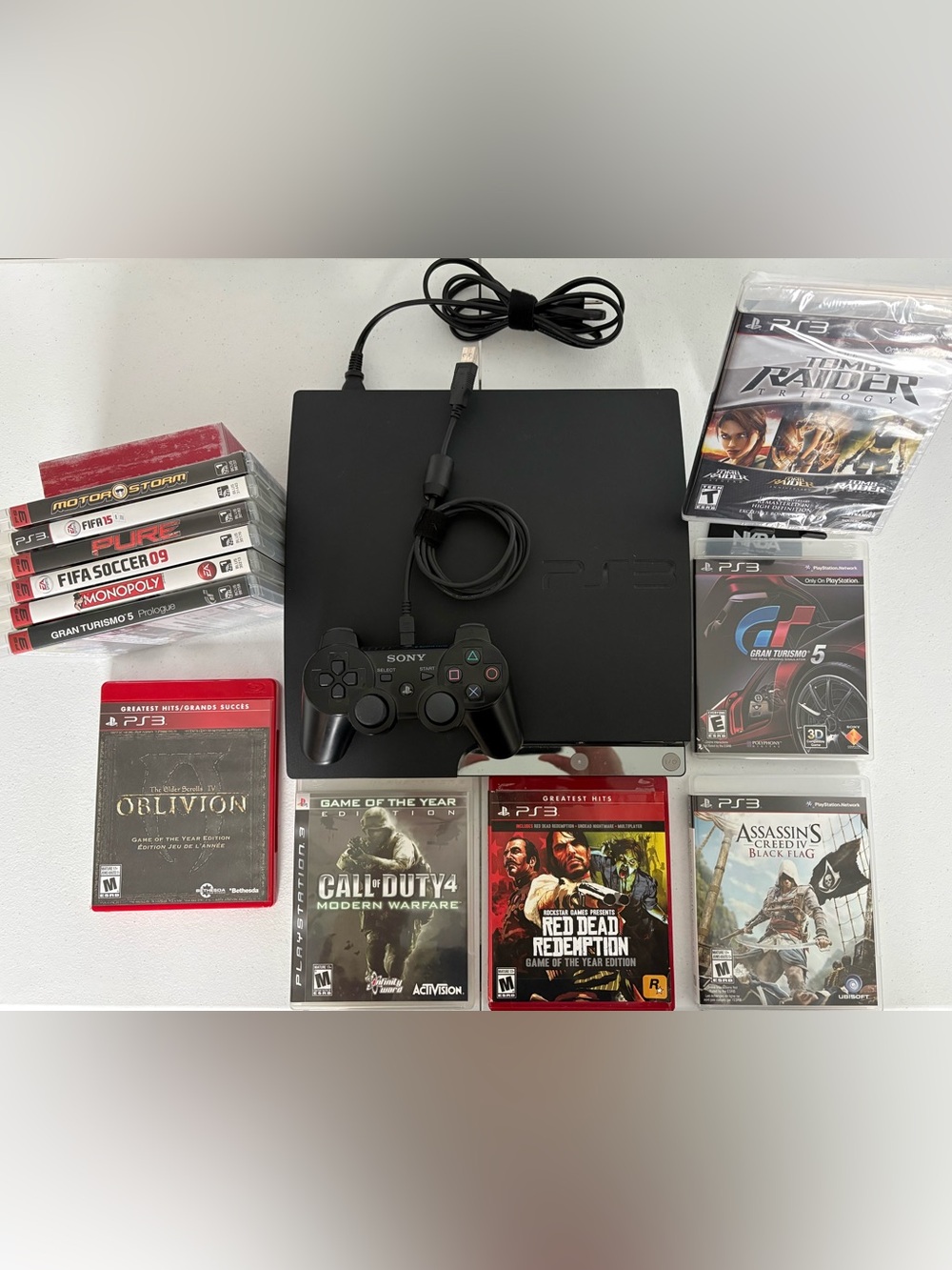 Sony PS3 Slim Bundle 160GB w/ Controller & 12 Games Tested